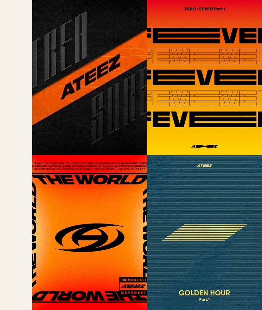 TREASURE, FEVER, THE WORLD and GOLDEN HOUR era covers